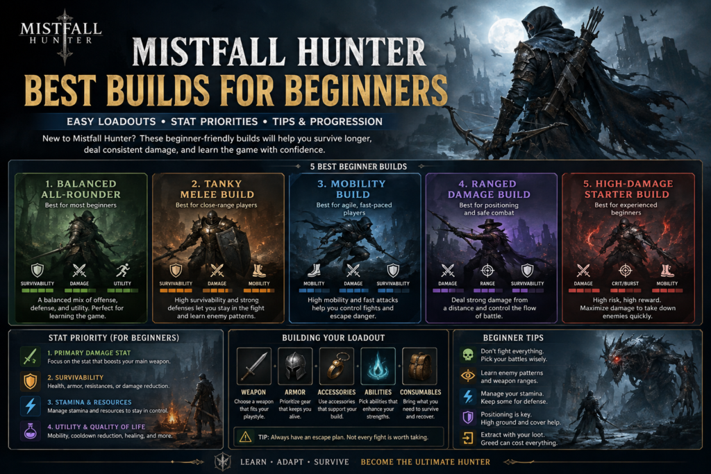 Mistfall Hunter Best Builds for Beginners Easy Loadouts, Stats, Skills, and Progression Guide