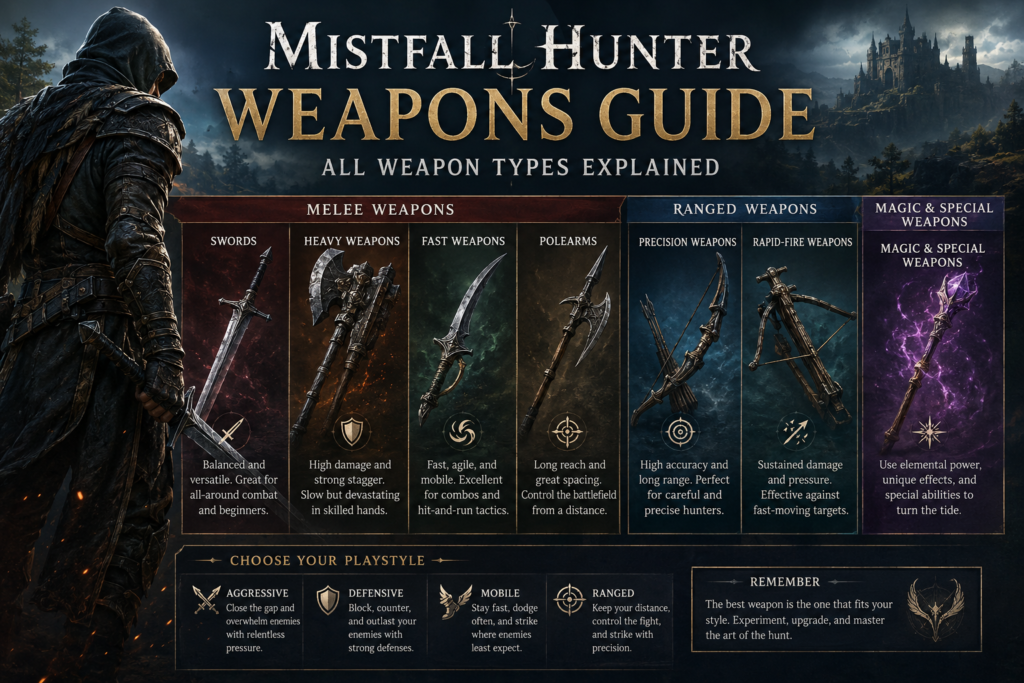 Mistfall Hunter Weapons Guide All Weapon Types Explained