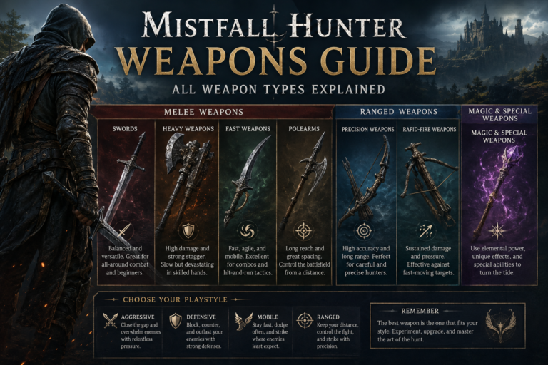 Mistfall Hunter Weapons Guide All Weapon Types Explained